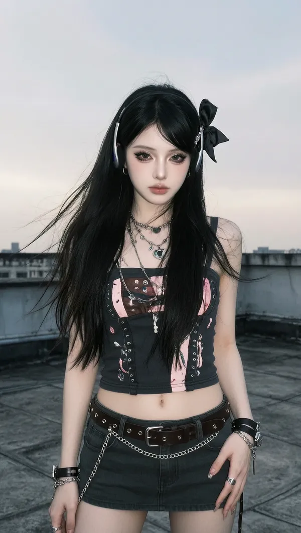 古早朋克风|替换女生照片一健生成 - 主图（AI艺术作品）