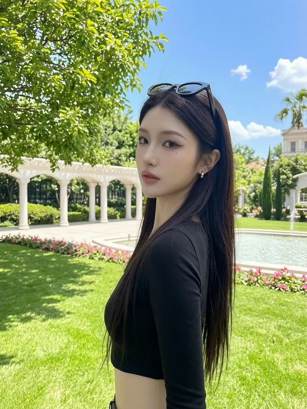 夏日户外欧式园林氛围感人像写真|上传女生照片做同款 - C作品