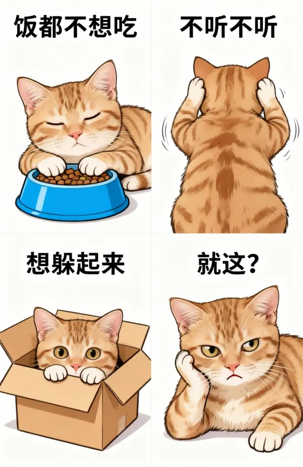 萌宠四宫格|搞笑卡通表情包 - 主图(AI艺术作品)