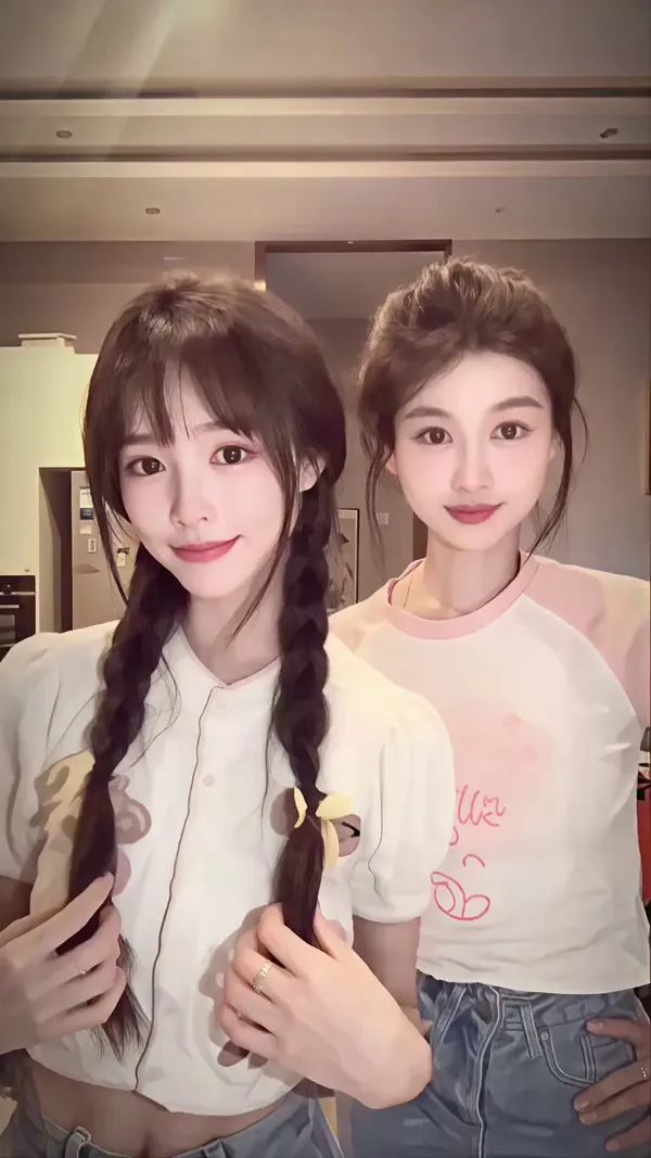 超🔥闺蜜双人手势舞 - 主图(AI艺术作品)