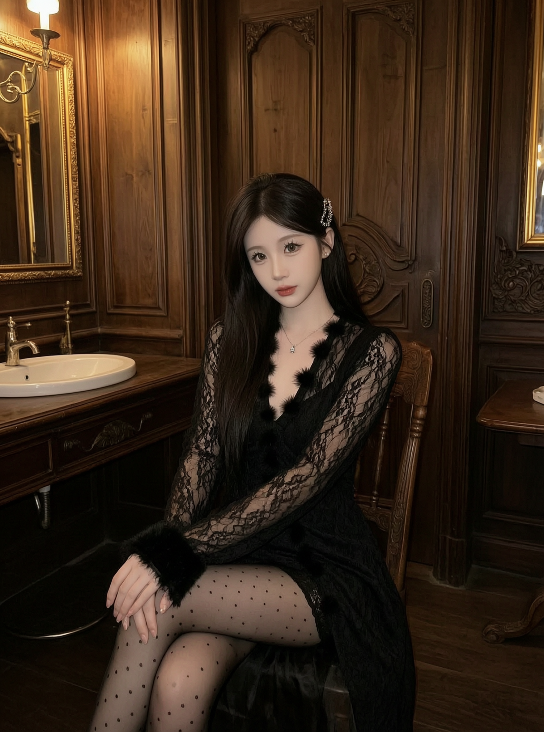 暗黑系精致氛围感的迷人画面｜替换自己的照片即可生成同款 - 作品图1
