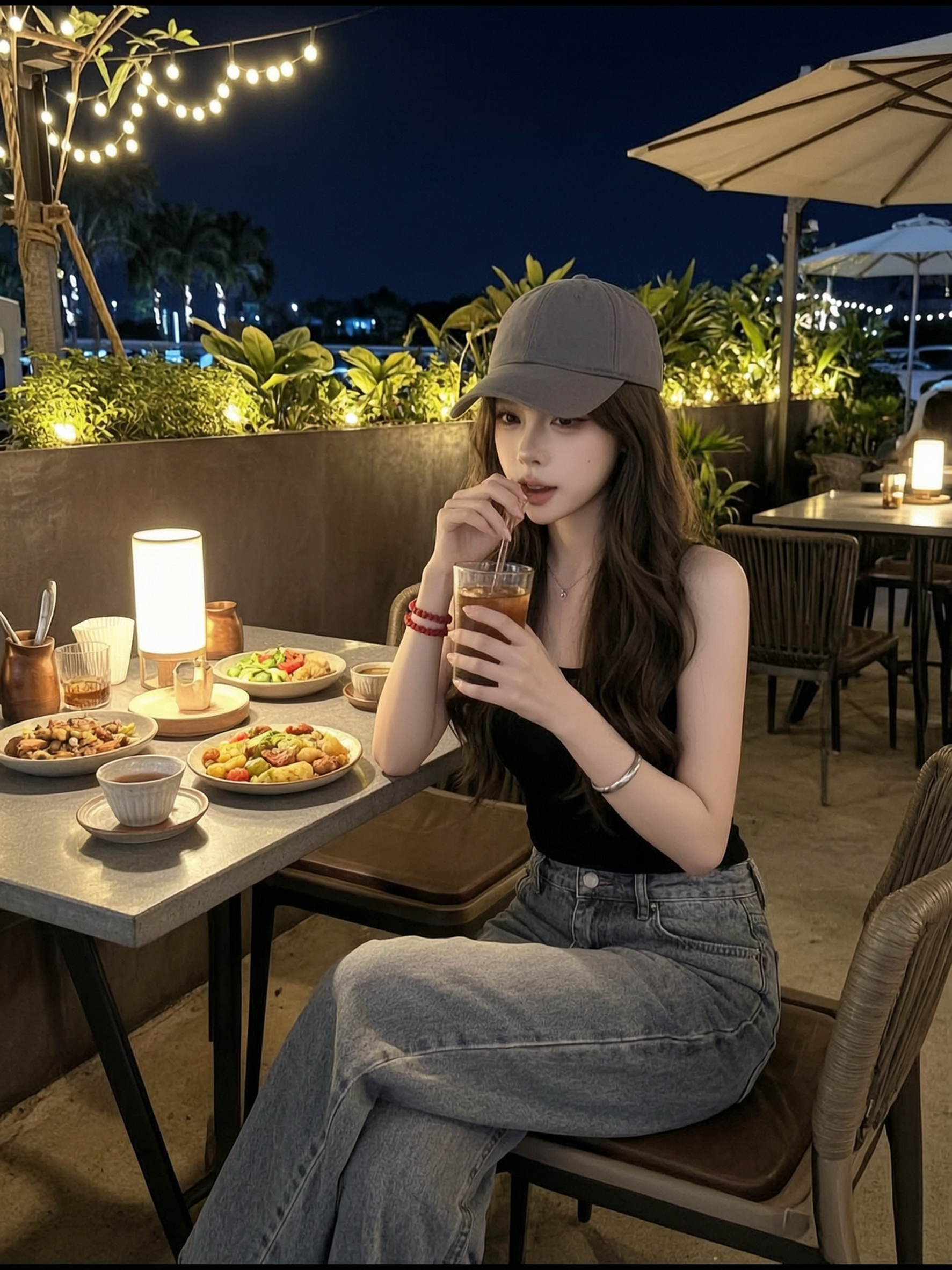 随性温馨的户外夜晚用餐氛围感｜替换自己的照片即可可生成同款 - 作品图1