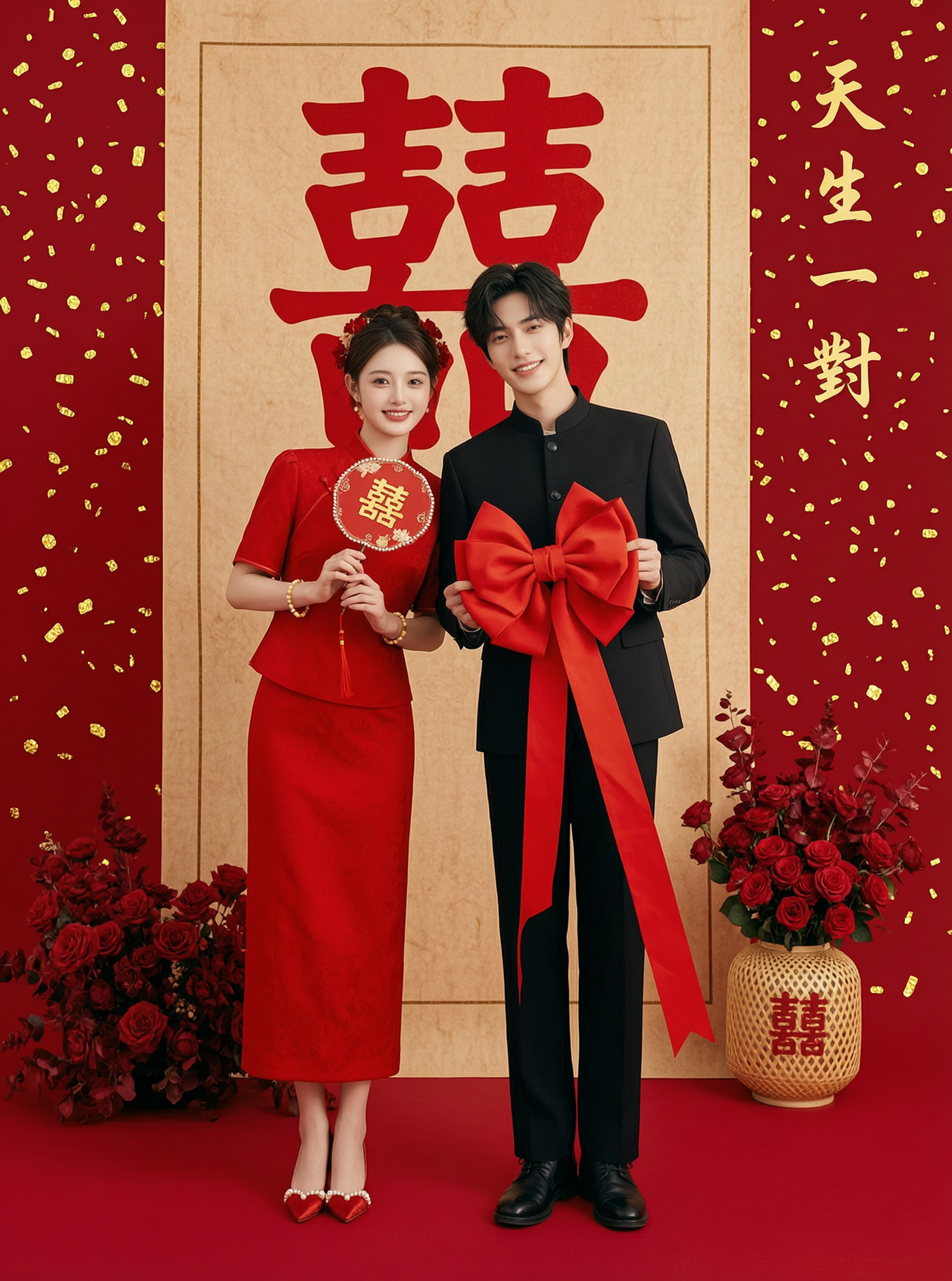 天生一对喜庆结婚照✨️做同款 - 作品图1