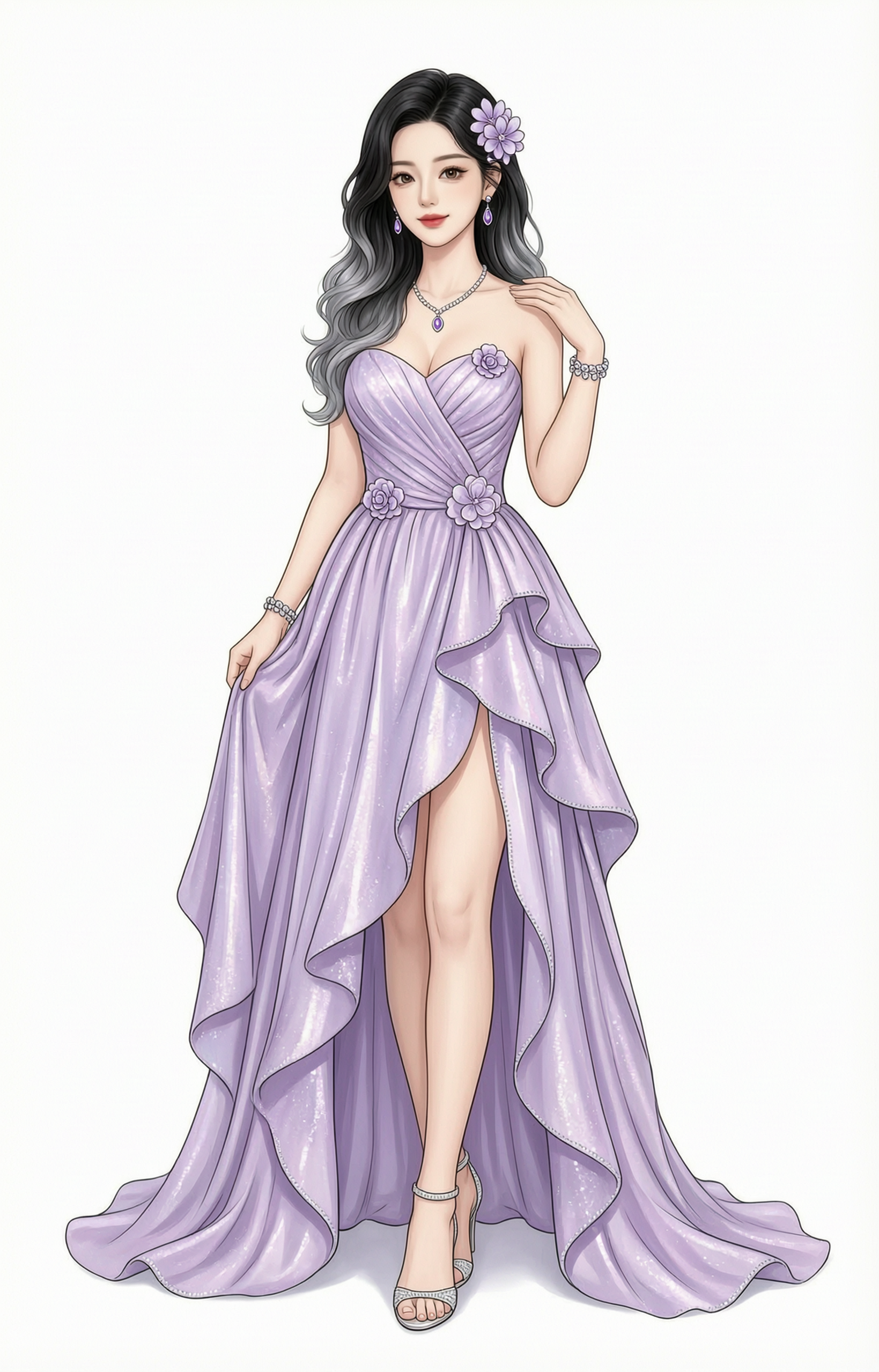 华贵晚礼服优雅御姐立绘 - 作品图1