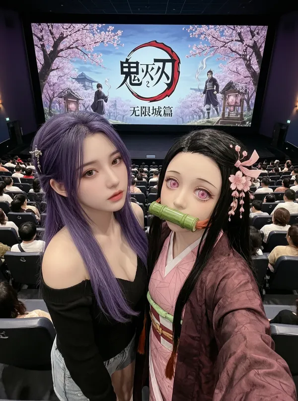 上传自己的照片就可以和祢豆子合影啦 - 主图(AI艺术作品)