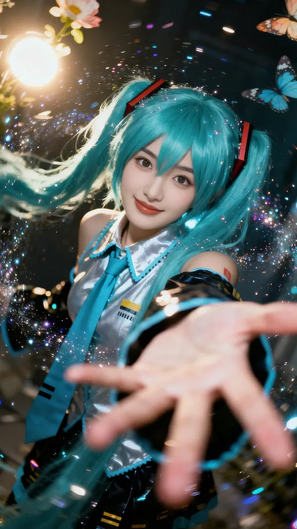 🔥初音 cos 氛围感大片｜传图换脸一键解锁 - 主图（AI艺术作品）