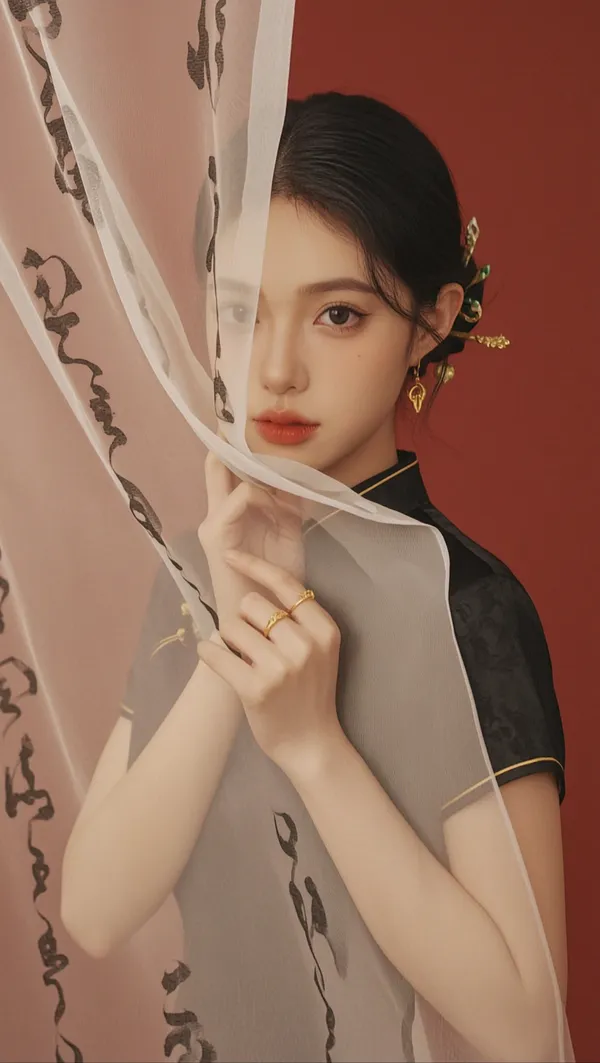 新中式墨纱旗袍写真随拍🤳|一键生成 - 主图(AI艺术作品)