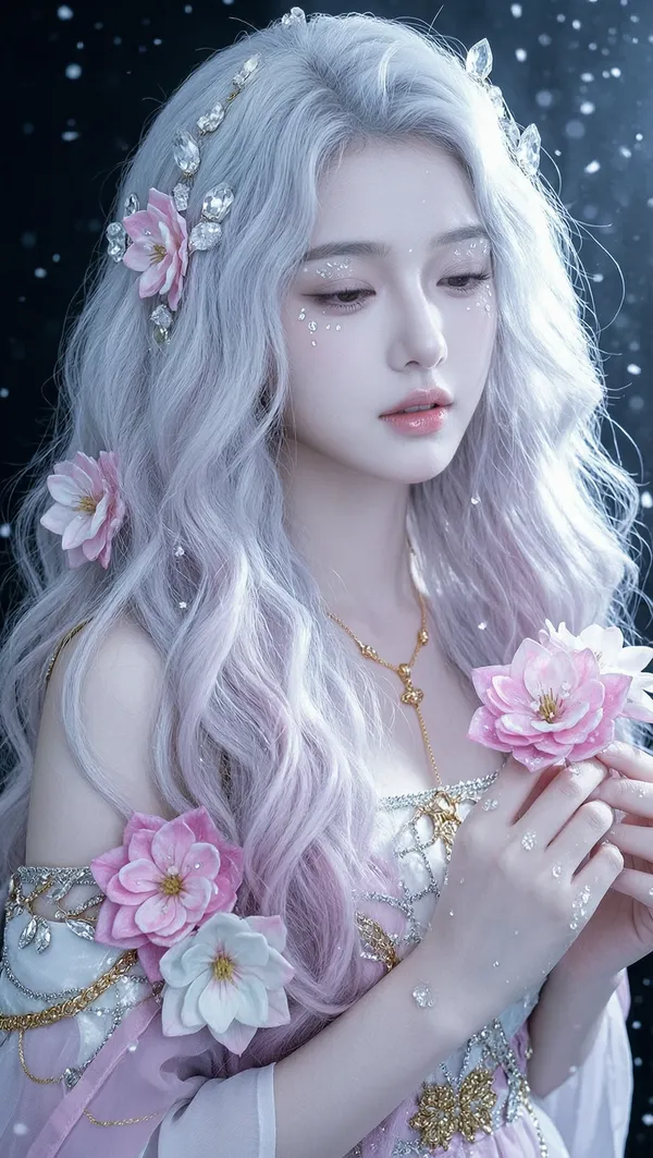 清冷纯欲的梦幻花仙子写真🌸一键生成 - 主图(AI艺术作品)