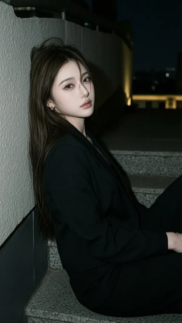 💥谁用谁高级！清冷御姐夜拍写真一键生成 - 主图（AI艺术作品）