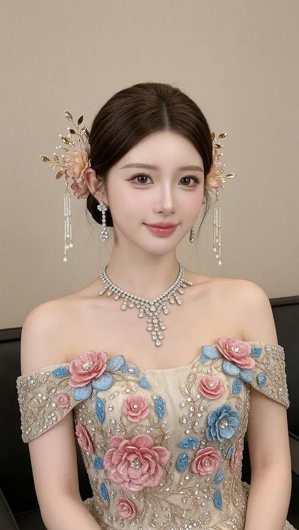 奢华刺绣花朵气质美女写真❤｜传照片生同款 - 主图（AI艺术作品）