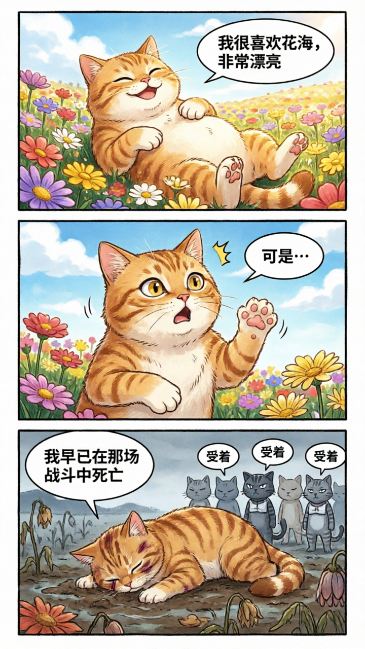 猫猫春日幻想动漫三格漫画分镜 - 作品图1
