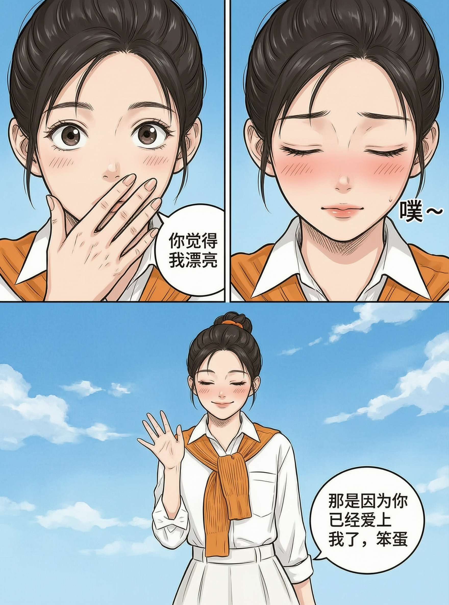 小酒窝同款漫画分镜三格替换照片即可 - 作品图1