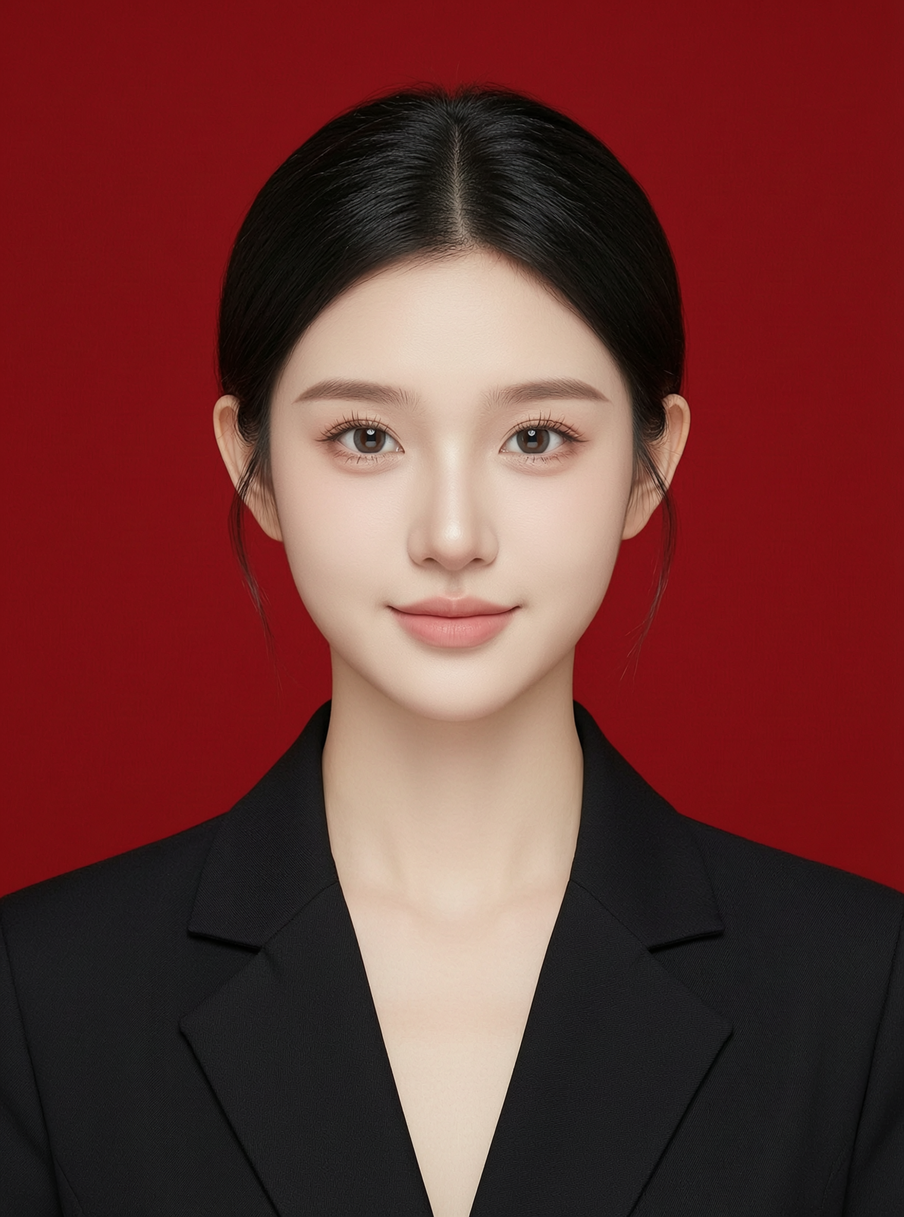 【红底正装证件写真（韩式最美证件照）】|上传女生照片做同款 - 作品图1