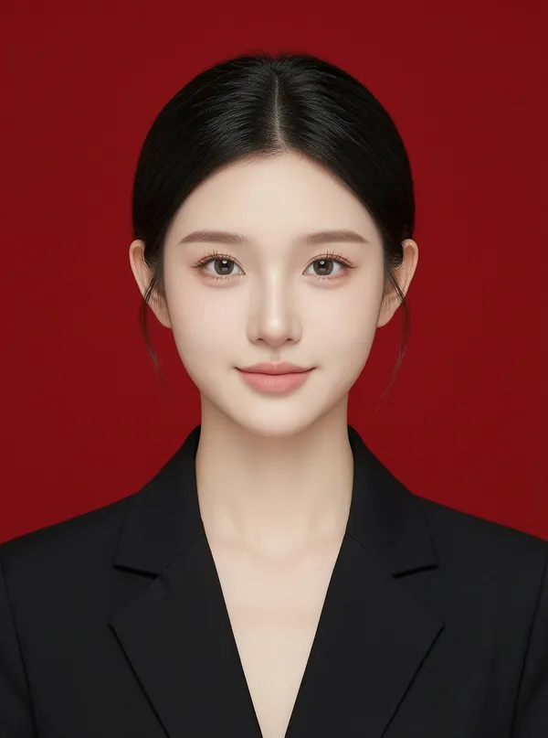 【红底正装证件写真（韩式最美证件照）】|上传女生照片做同款 - C作品