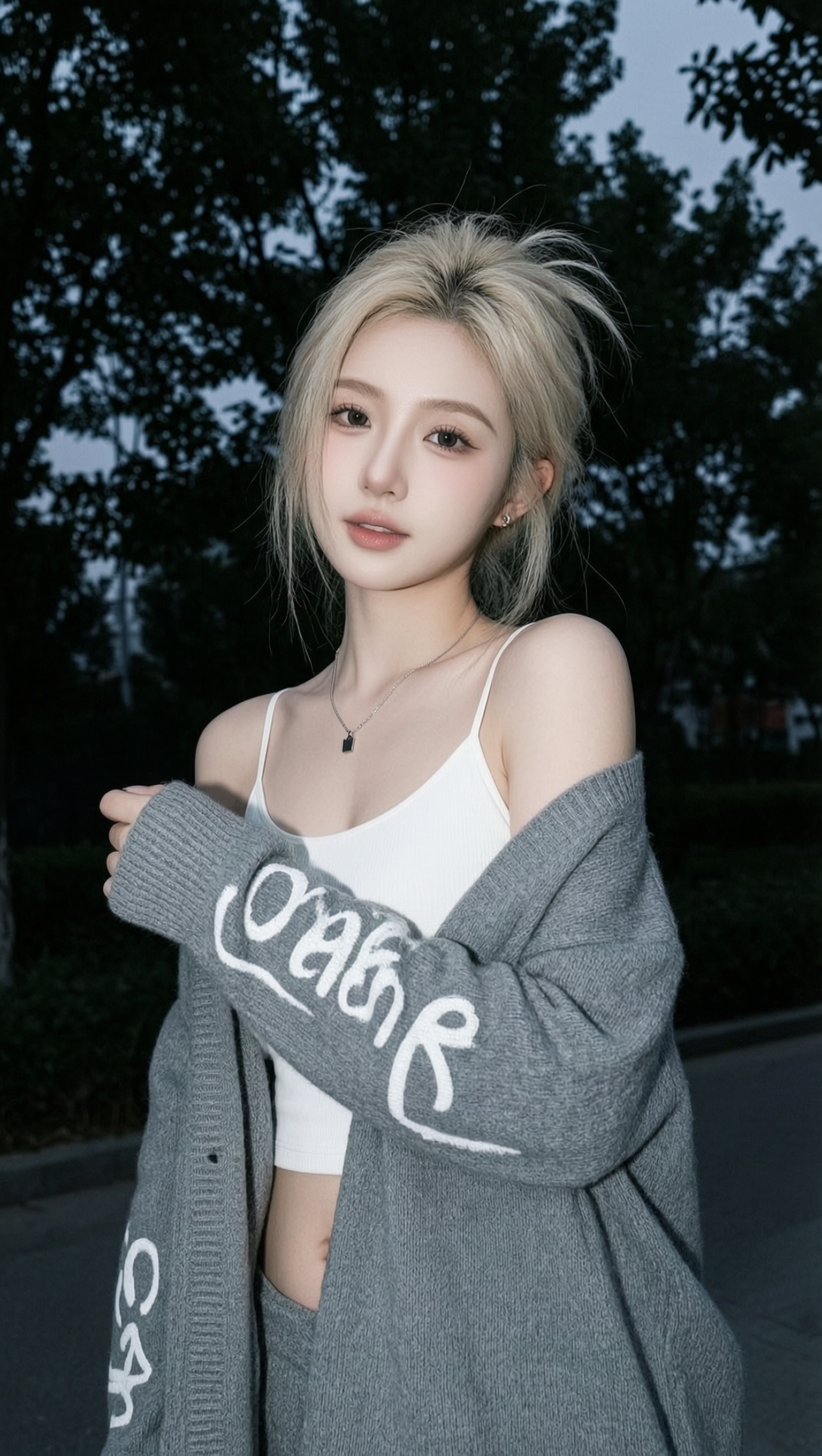 蓝调时刻韩系纯欲街拍写真 | 上传女生照片做同款 - 作品图1