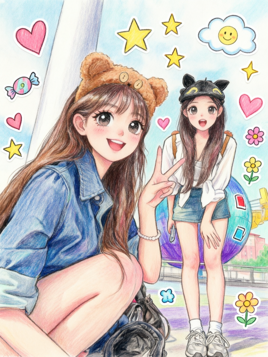 可爱混乱的儿童蜡笔涂鸦插画风 - 作品图1