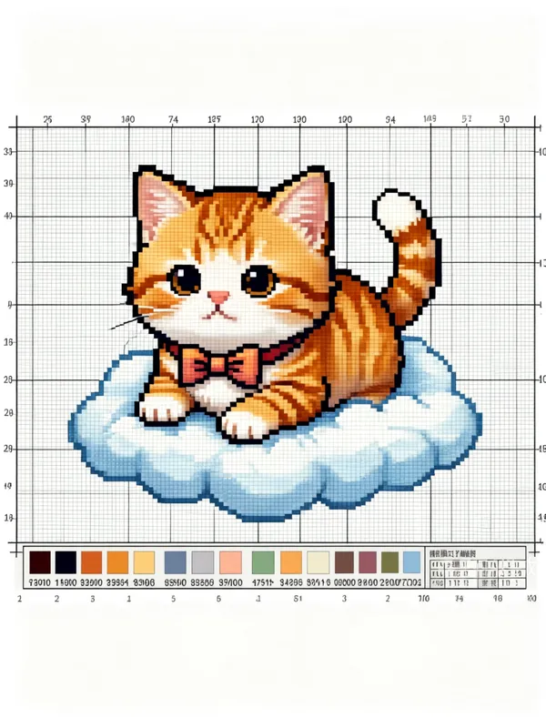 橘猫迷你十字绣图纸，做钥匙扣挂件刚刚好 - C作品