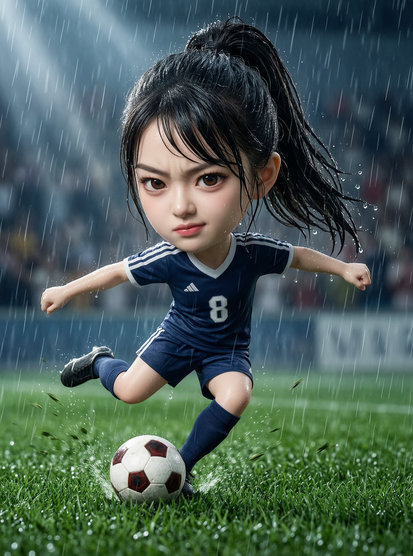 再大的雨也挡不住我要射门了镜头 - 作品图1