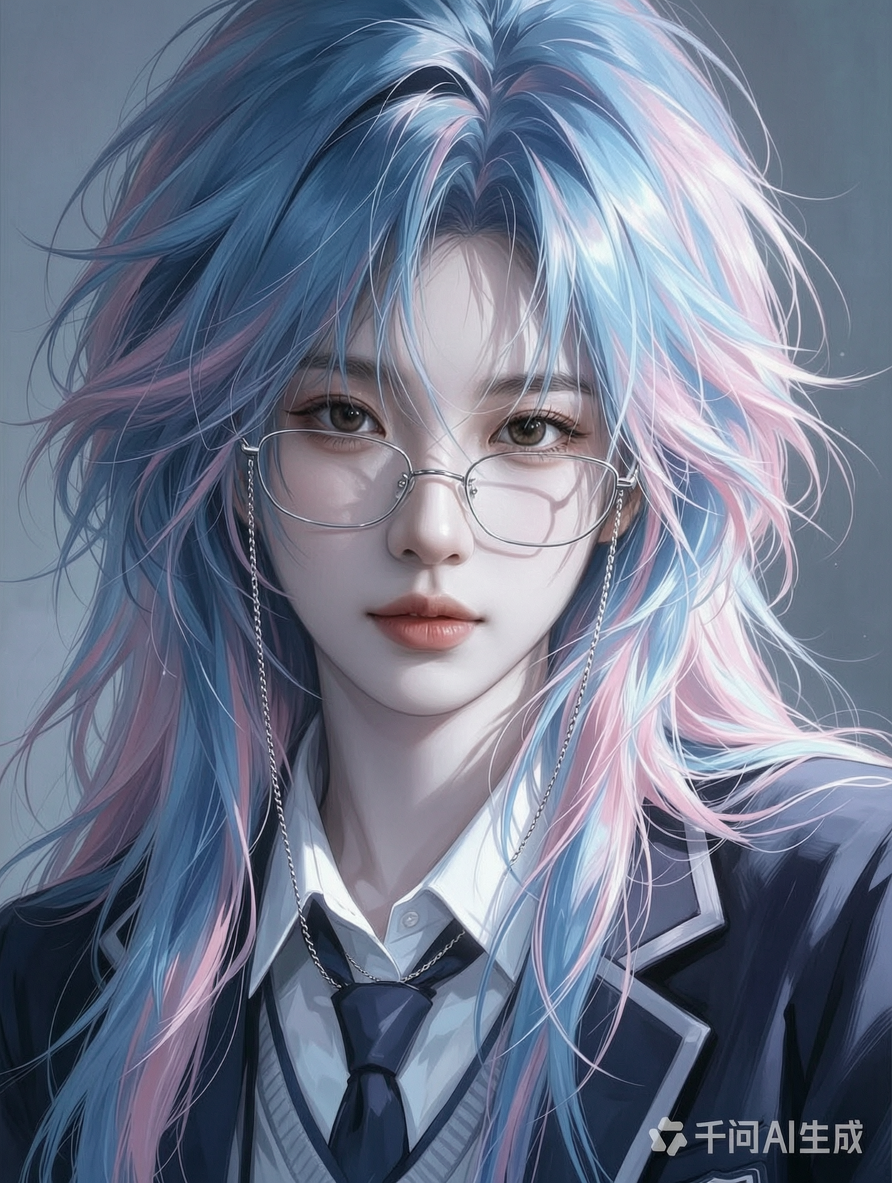 AI换脸模版「蓝粉撞色二次元人设」 - 作品图1