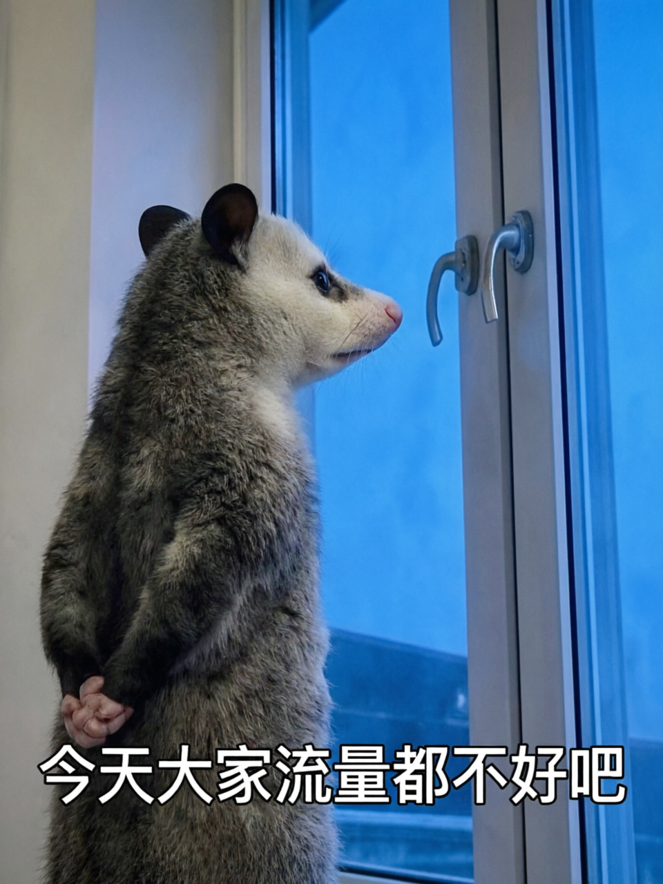 负鼠站岗表情包｜上传照片得同款 - 作品图1