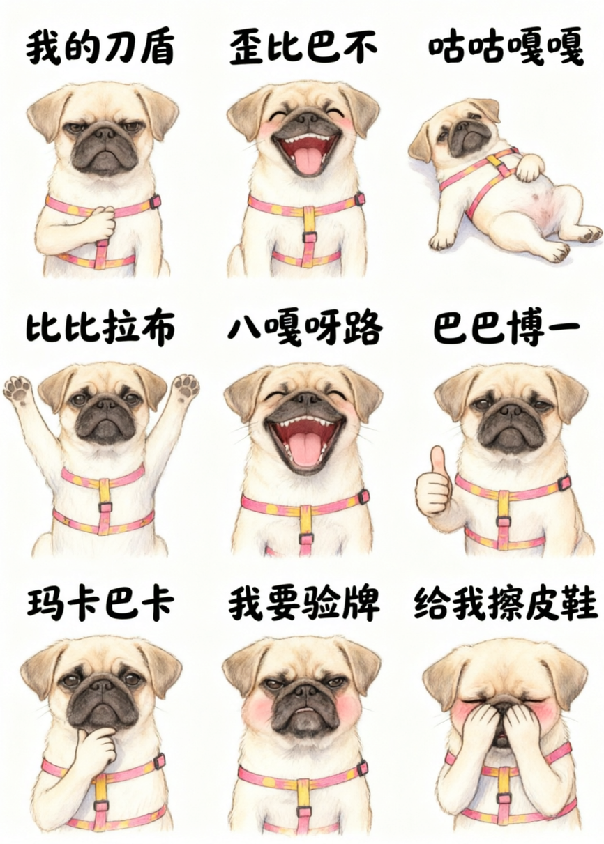AI萌宠九宫格表情包 - 作品图1