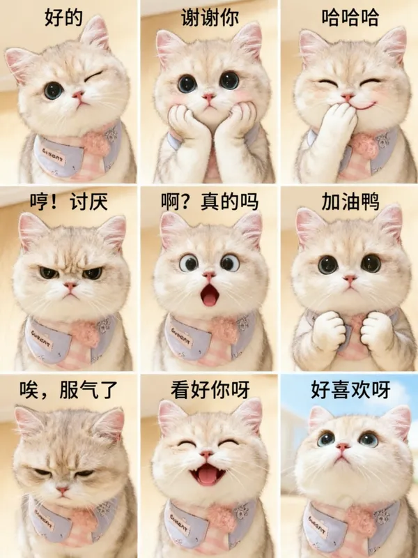 超萌九宫格表情包 - 主图（AI艺术作品）