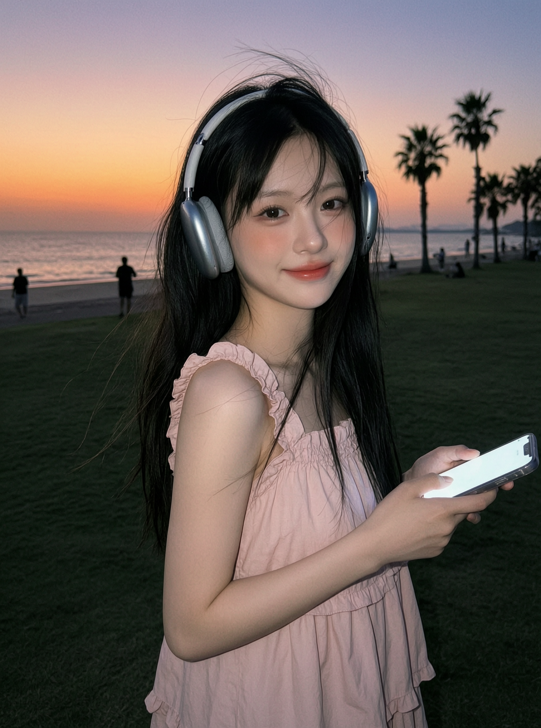 户外日落甜妹随拍|替换自己的照片即生成同款 - 作品图1