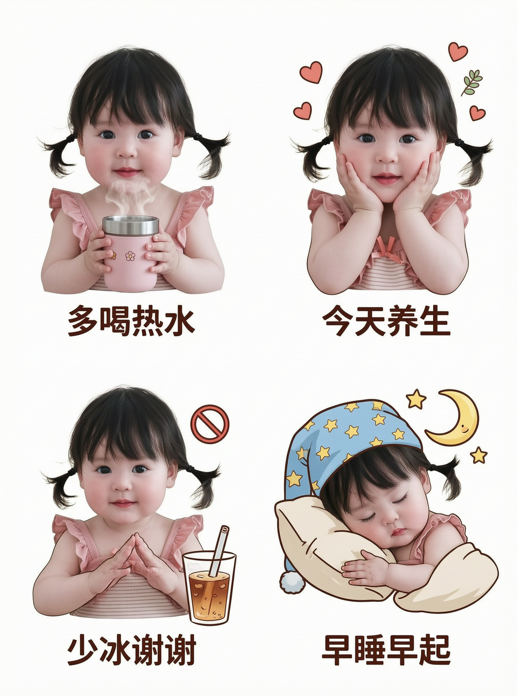 养生四宫格表情包 - 作品图1