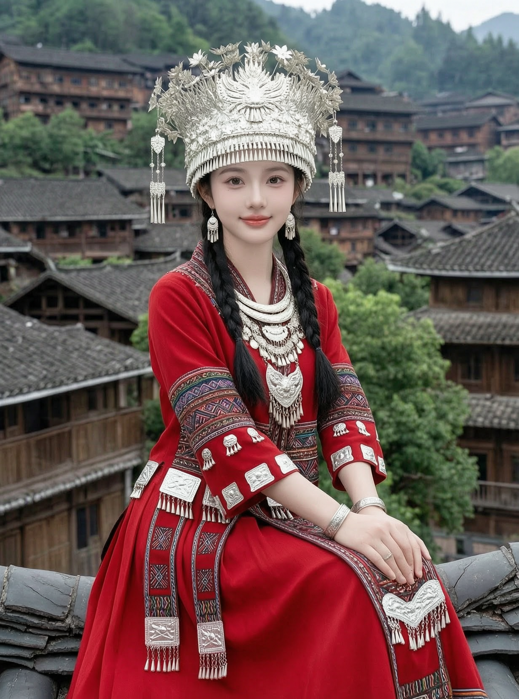 苗寨民族服饰写真|上传女生照片得同款 - 作品图1
