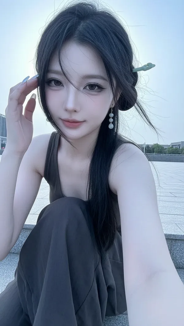 纯欲风清冷女子自拍 - 主图（AI艺术作品）