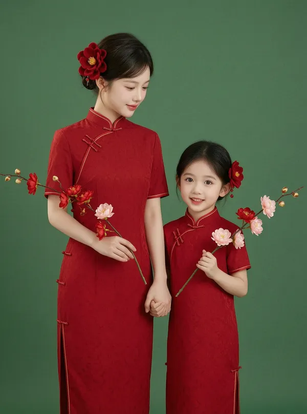 新中式旗袍母女写真「导入照片做同款」 - C作品