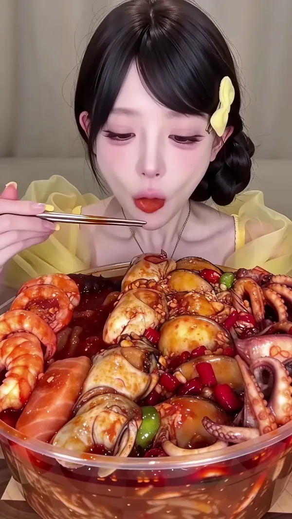Ai美女美食吃播 | 上传照片做同款 - C作品