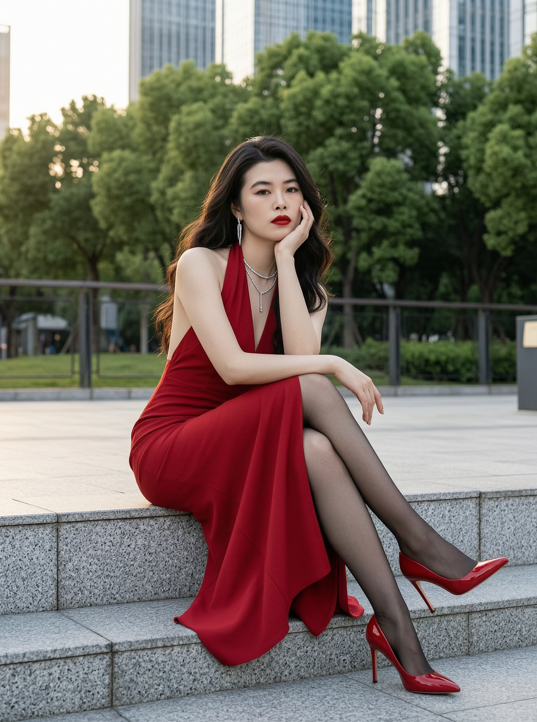 红黑美学摄影街拍 - 作品图1