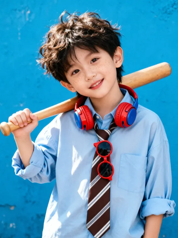 晴空下的小小棒球手｜上传图片get同款写真 - 主图（AI艺术作品）