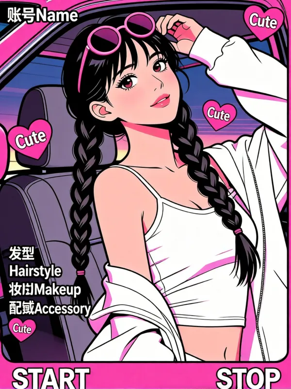 一键get同款千禧美式动漫女主 - 主图(AI艺术作品)