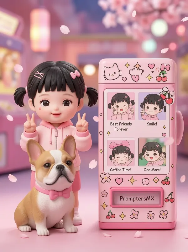 get同款樱花主题的Q版大头贴手办 - 主图（AI艺术作品）