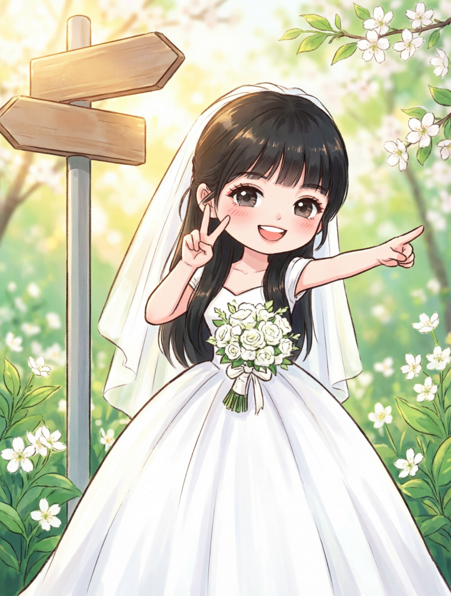 春日新娘💒 卡通婚纱写真 - 作品图1
