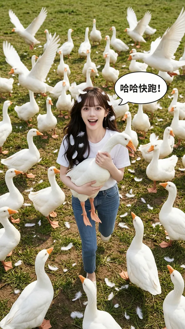 欢乐抓大鹅 - 主图(AI艺术作品)