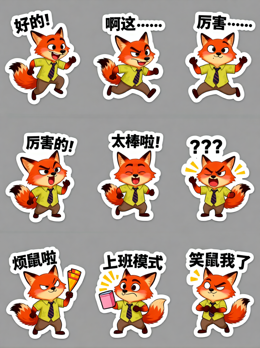 疯狂动物城尼克可爱贴纸表情包 - 作品图1