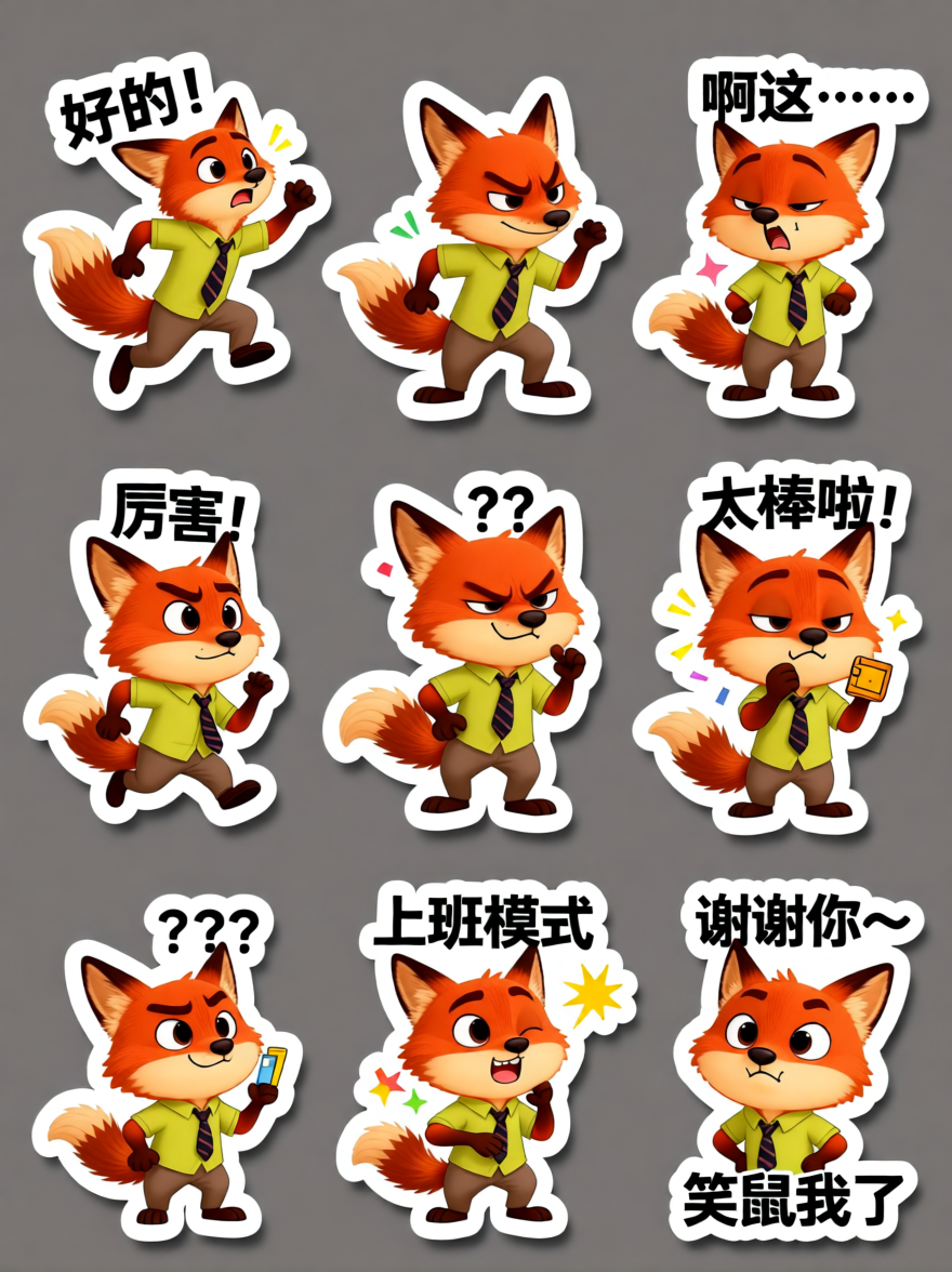 疯狂动物城尼克可爱贴纸表情包 - 作品图4