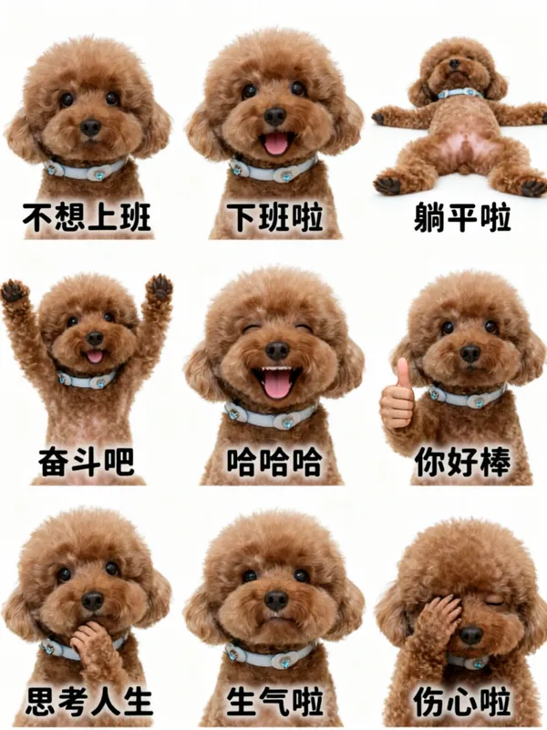 狗狗萌宠九宫格表情包 - C作品