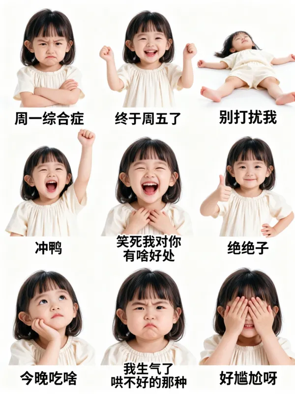 萌娃九宫格表情包 - C作品