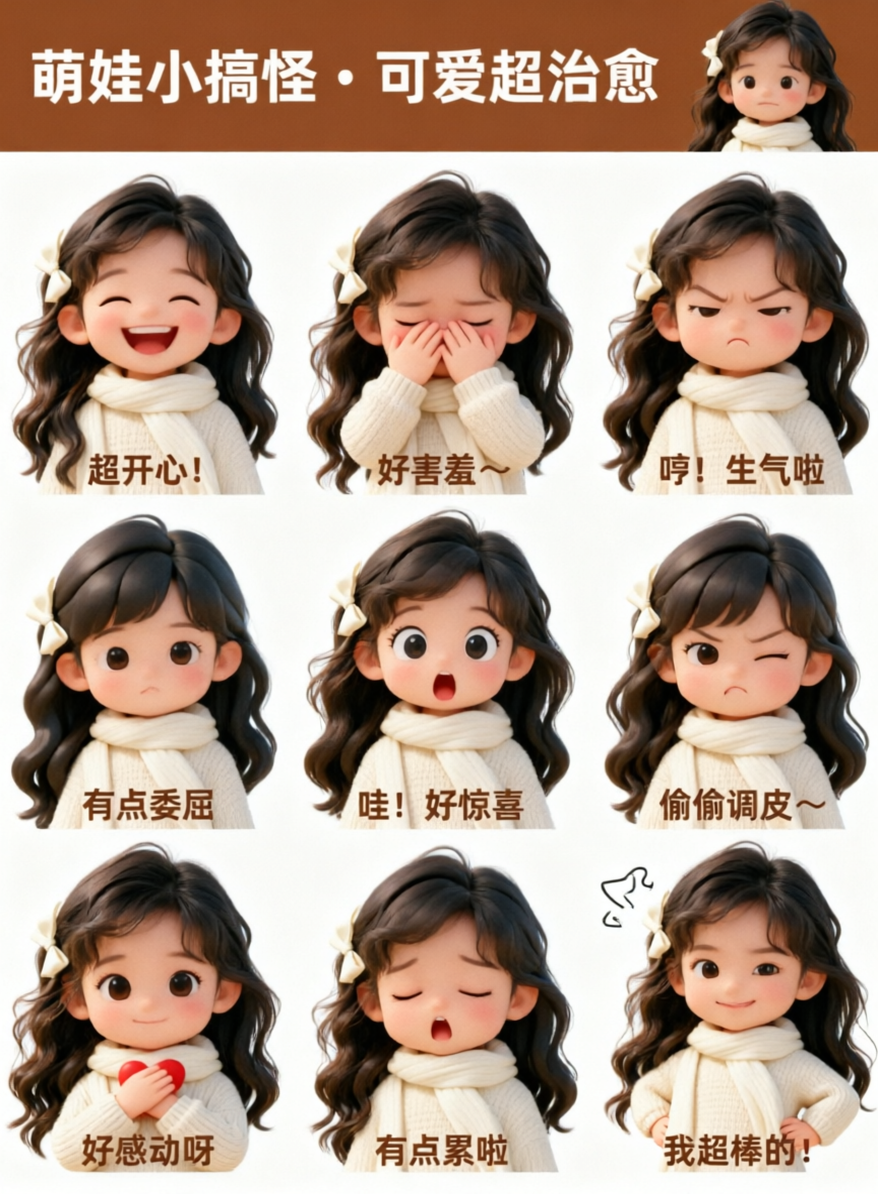 可爱超治愈萌娃Q版表情包 - 作品图1