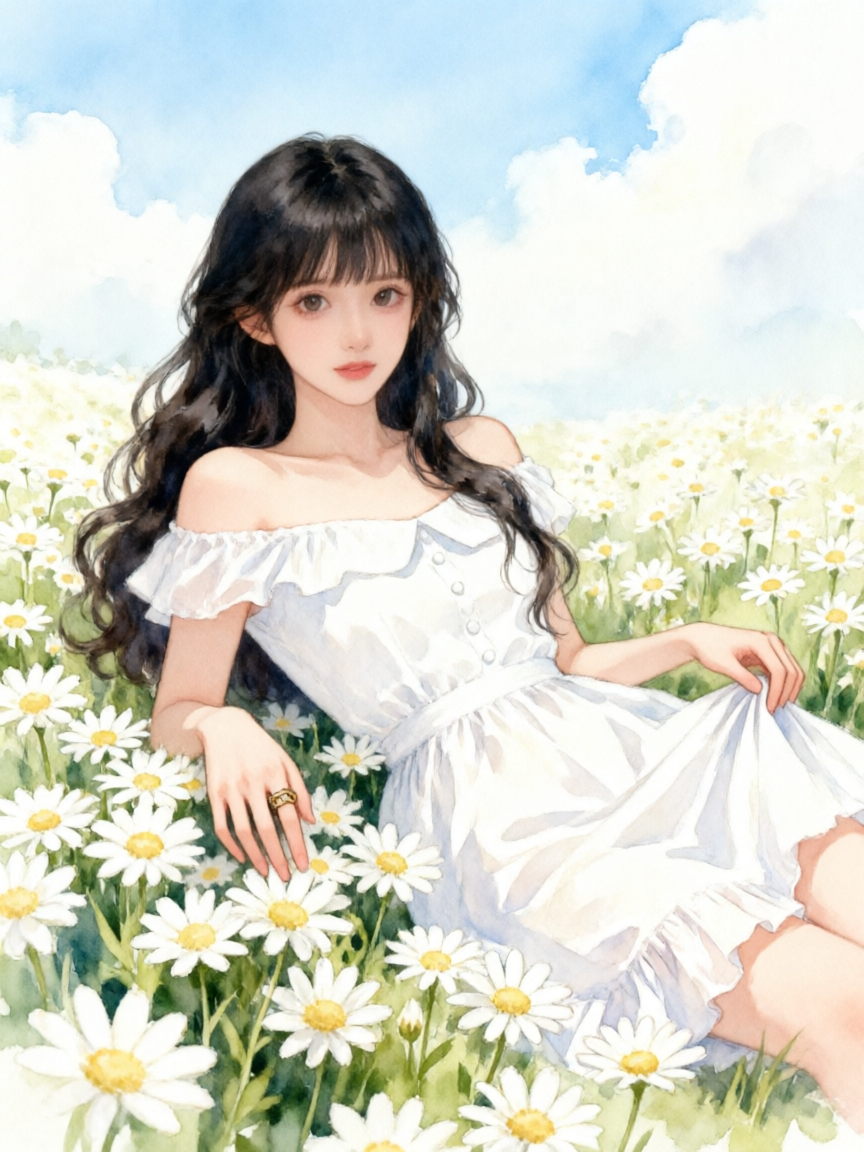 水彩动漫风女神写真| 上传图片一键生成同款 - 作品图1