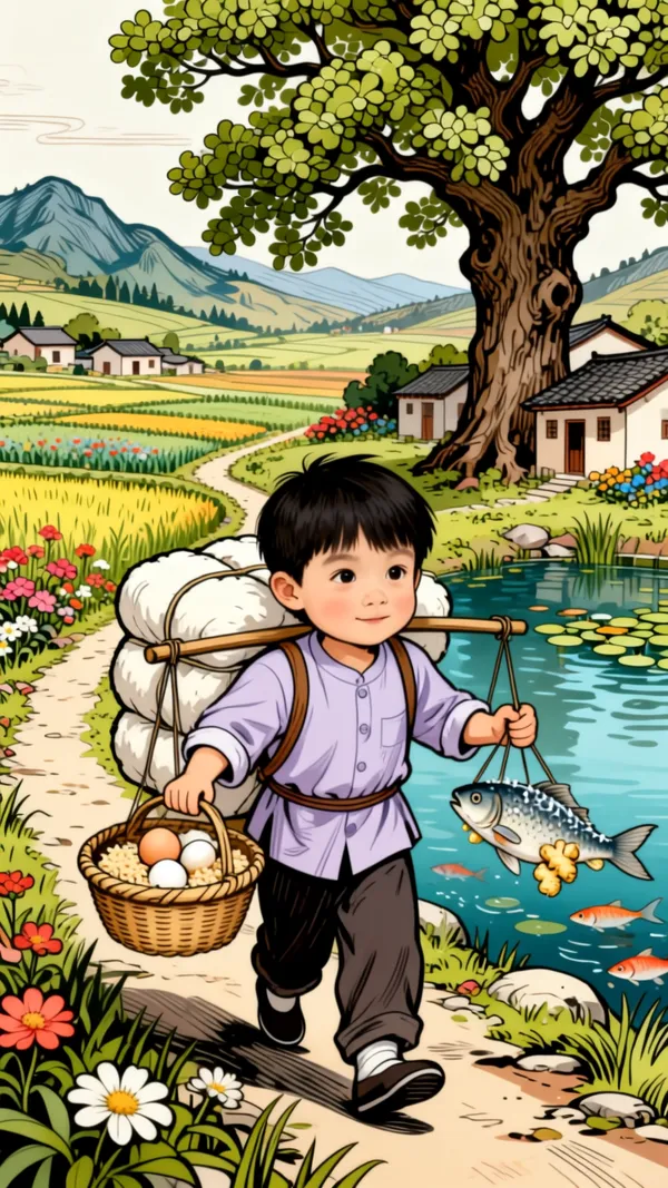 去姥姥家的小男漫画版 - 主图（AI艺术作品）