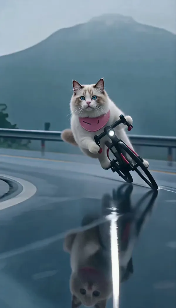 🐱弯道慢镜头特效|上传照片拍同款 - 主图(AI艺术作品)