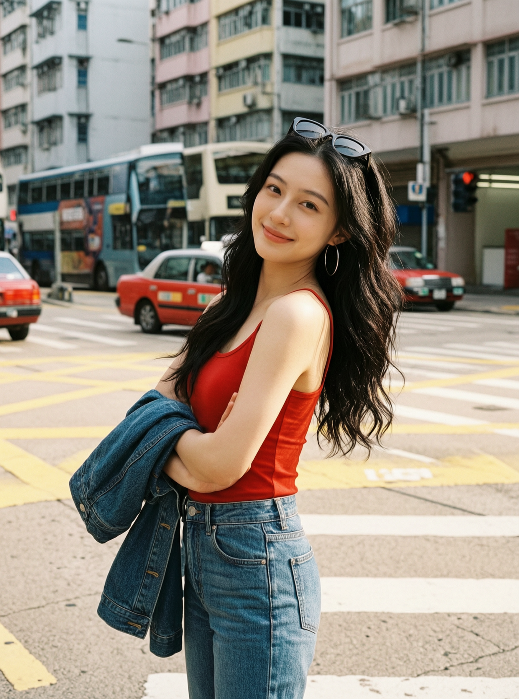 香港街头红调港风少女写真 | 上传单图即可生成同款 - 作品图1