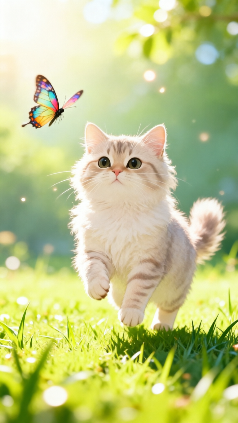 宠物戏蝴蝶🐱一键获取春日宠物抓拍照 - 作品图1