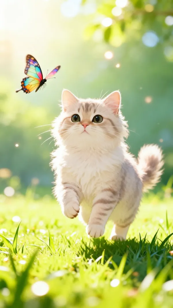 宠物戏蝴蝶🐱一键获取春日宠物抓拍照 - 主图(AI艺术作品)