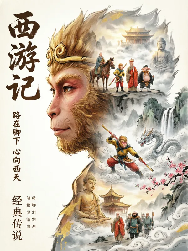 西游记●多重曝光电影感海报 - 主图（AI艺术作品）